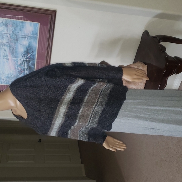 Decree s oversized slouch grey stripes sweater fitted sleeves - Picture 3 of 8